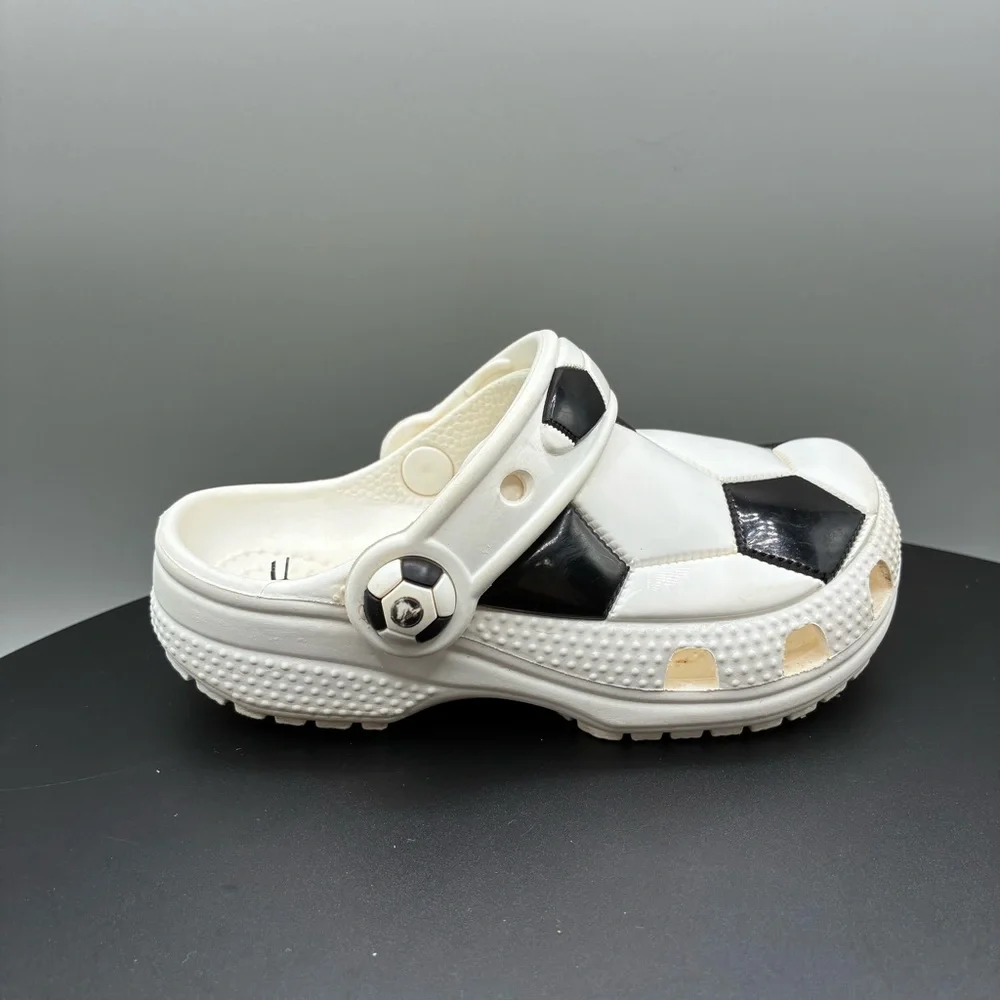 Crocs Classic Soccer Ball Clogs TD 8C Black White Slip On